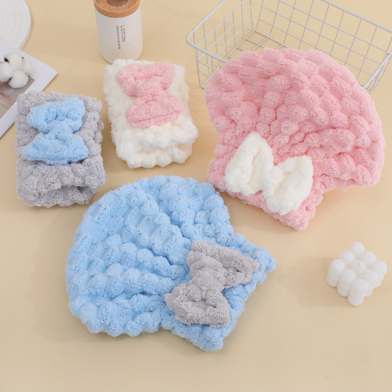 Korall plüssből készült hajszárító sapka, 150D, varrás, vágott velúr, sima szövés, súly 50–79 g