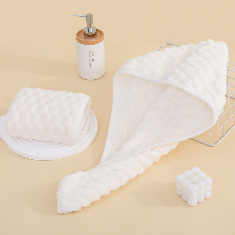 Korall plüssből készült hajszárító sapka, 150D, varrás, vágott velúr, sima szövés, súly 50–79 g