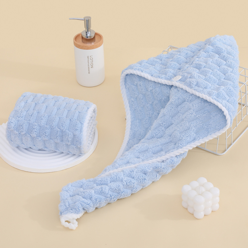 Korall plüssből készült hajszárító sapka, 150D, varrás, vágott velúr, sima szövés, súly 50–79 g