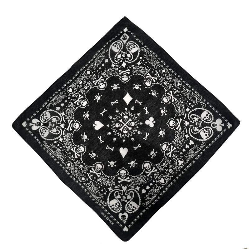 Šal za glavu od 100% pamuka, Mocassi uzorak s motivom lubanje, za odrasle, unisex, pogodan za vožnju biciklom, planinarenje i fitness
