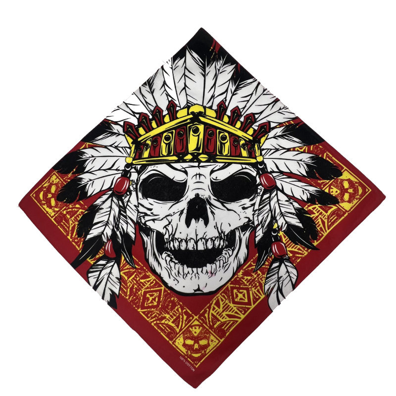 Šal za glavu od 100% pamuka, Mocassi uzorak s motivom lubanje, za odrasle, unisex, pogodan za vožnju biciklom, planinarenje i fitness