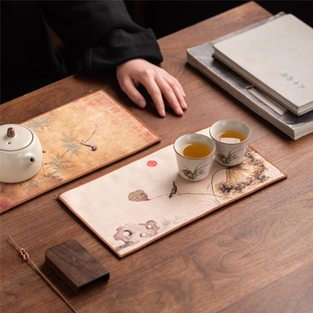 Zen-inspireeritud teekäterätik, paks ja väga imav, segu materjalist (Tootekood: 010; Tootmisprotsess: trükk; Imavus: 0–5 s)