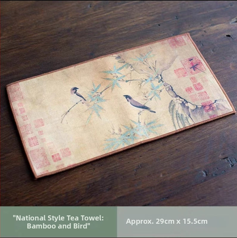 Zen-inspireeritud teekäterätik, paks ja väga imav, segu materjalist (Tootekood: 010; Tootmisprotsess: trükk; Imavus: 0–5 s)