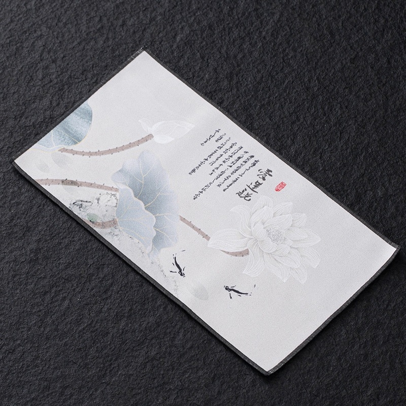 Zen-inspireeritud teekäterätik, paks ja väga imav, segu materjalist (Tootekood: 010; Tootmisprotsess: trükk; Imavus: 0–5 s)