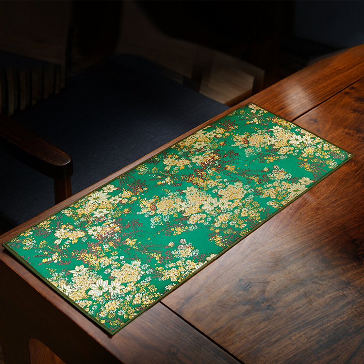 Πατάκι τσαγιού, δέρμα/βρόκα, κινεζικού στυλ, διπλής όψεως, με εκτυπωμένο λογότυπο, υψηλής ποιότητας