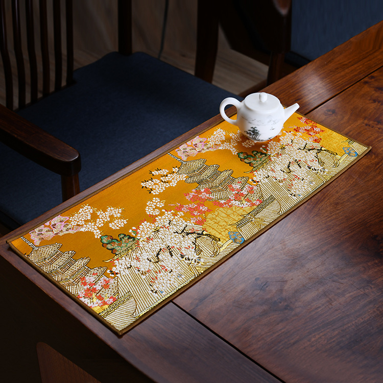 Πατάκι τσαγιού, δέρμα/βρόκα, κινεζικού στυλ, διπλής όψεως, με εκτυπωμένο λογότυπο, υψηλής ποιότητας