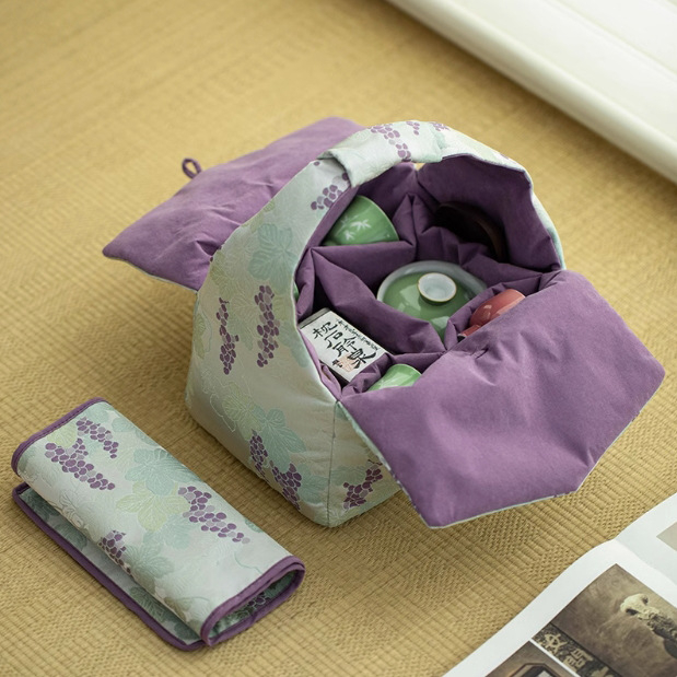 Φορητή τσάντα αποθήκευσης σετ τσαγιού από ύφασμα, θήκη για φλυτζάνι τσαγιού, τσαγιέρα και μπολ με καπάκι, εξωτερική χρήση