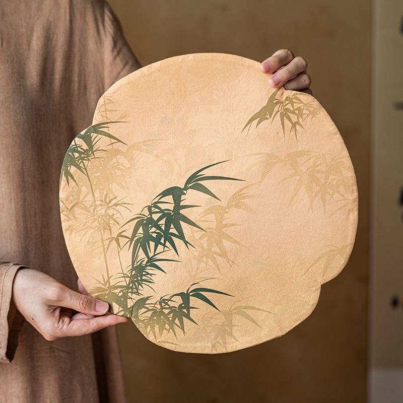 Διπλής όψεως ματ για τσάι, στρογγυλό, ύφασμα, κινέζικου ύφους, αντιολισθητικό