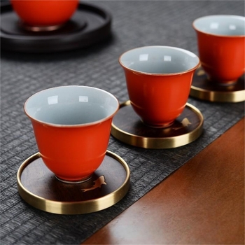 Ξύλινο σουβέρ για ποτήρι με υβριδικό χαλκό-ξύλο, μασιφ ξύλο, Rosewood και Ebony