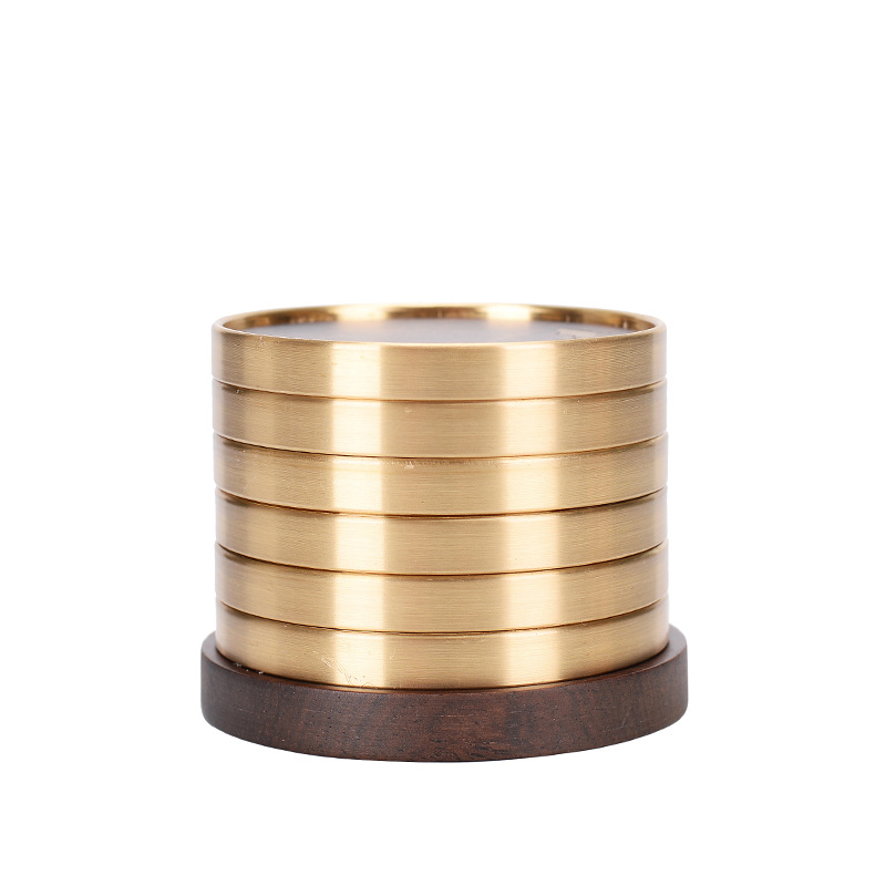 Ξύλινο σουβέρ για ποτήρι με υβριδικό χαλκό-ξύλο, μασιφ ξύλο, Rosewood και Ebony