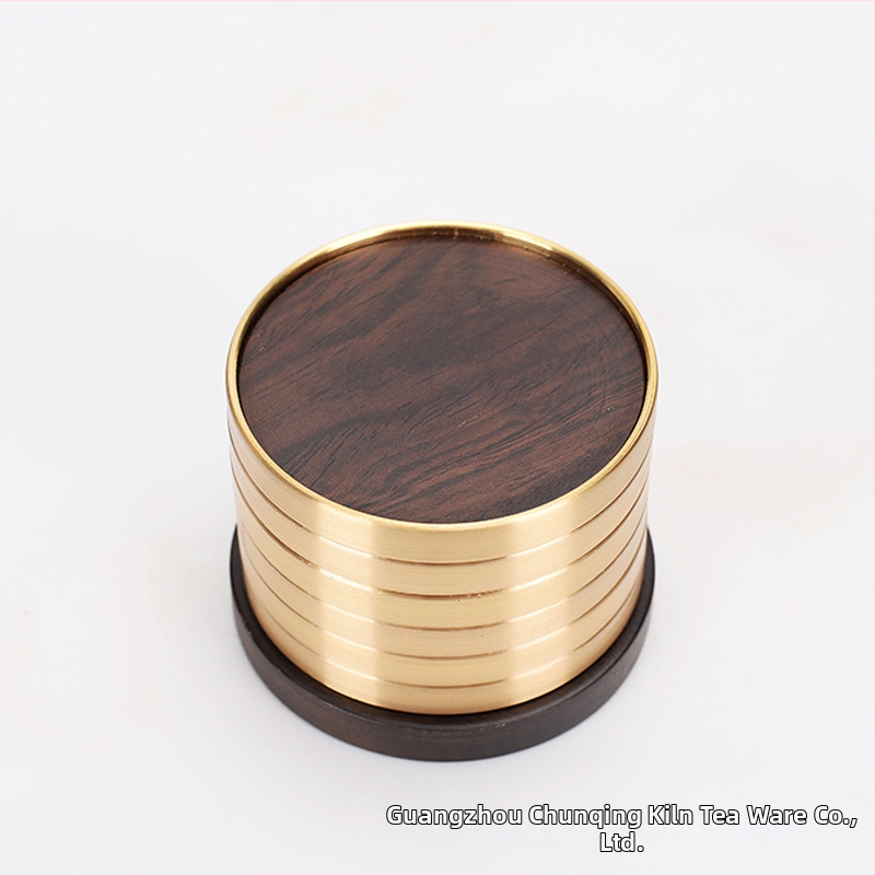 Ξύλινο σουβέρ για ποτήρι με υβριδικό χαλκό-ξύλο, μασιφ ξύλο, Rosewood και Ebony