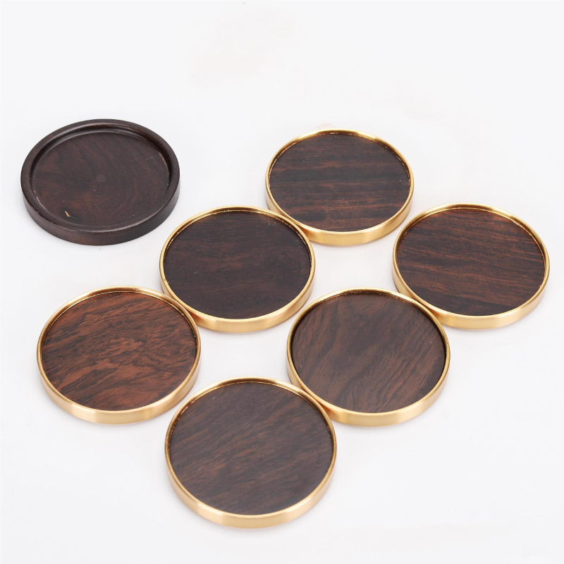 Ξύλινο σουβέρ για ποτήρι με υβριδικό χαλκό-ξύλο, μασιφ ξύλο, Rosewood και Ebony