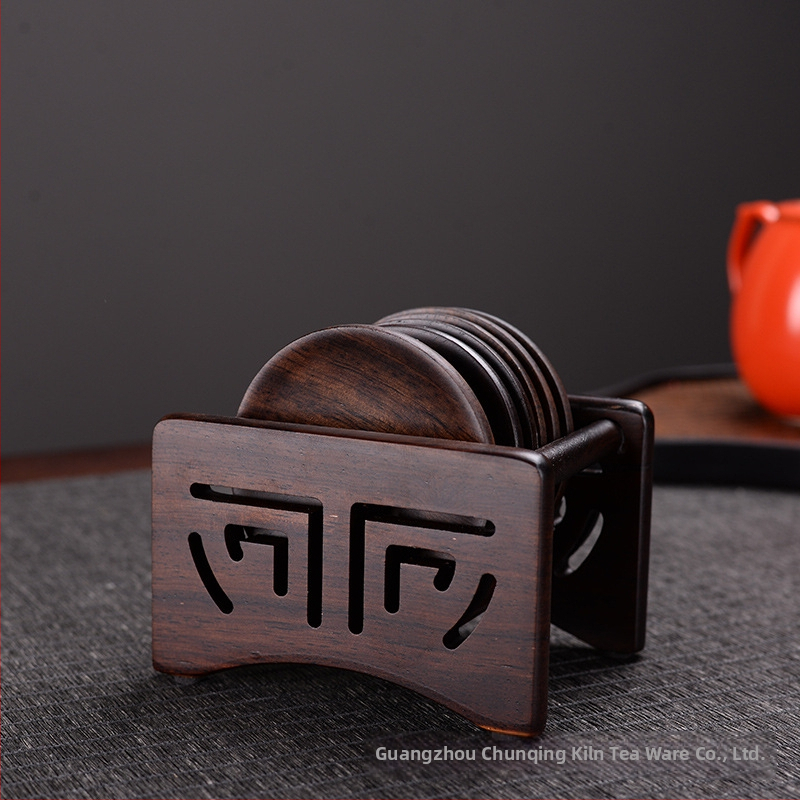 Ξύλινο σουβέρ για ποτήρι με υβριδικό χαλκό-ξύλο, μασιφ ξύλο, Rosewood και Ebony