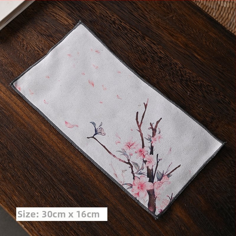 Sugertinas arbatos ceremonijos rankšluostis - Medvilnė, švelni ir odai draugiška; Aukštas sugėrimas; Greitas džiūvimas; Elnių odos velūro tekstūra