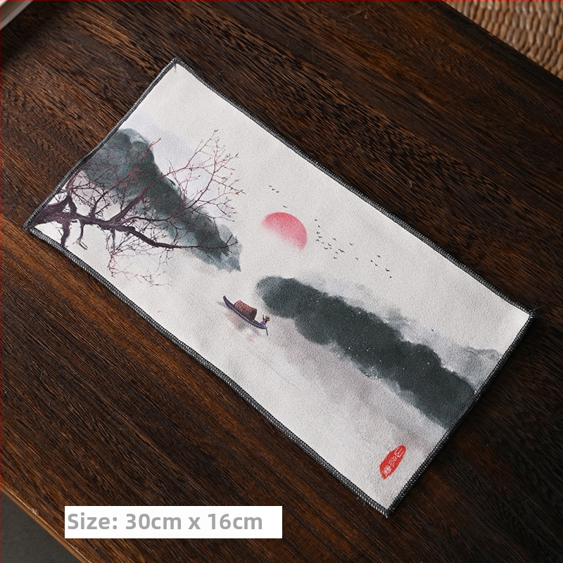 Sugertinas arbatos ceremonijos rankšluostis - Medvilnė, švelni ir odai draugiška; Aukštas sugėrimas; Greitas džiūvimas; Elnių odos velūro tekstūra