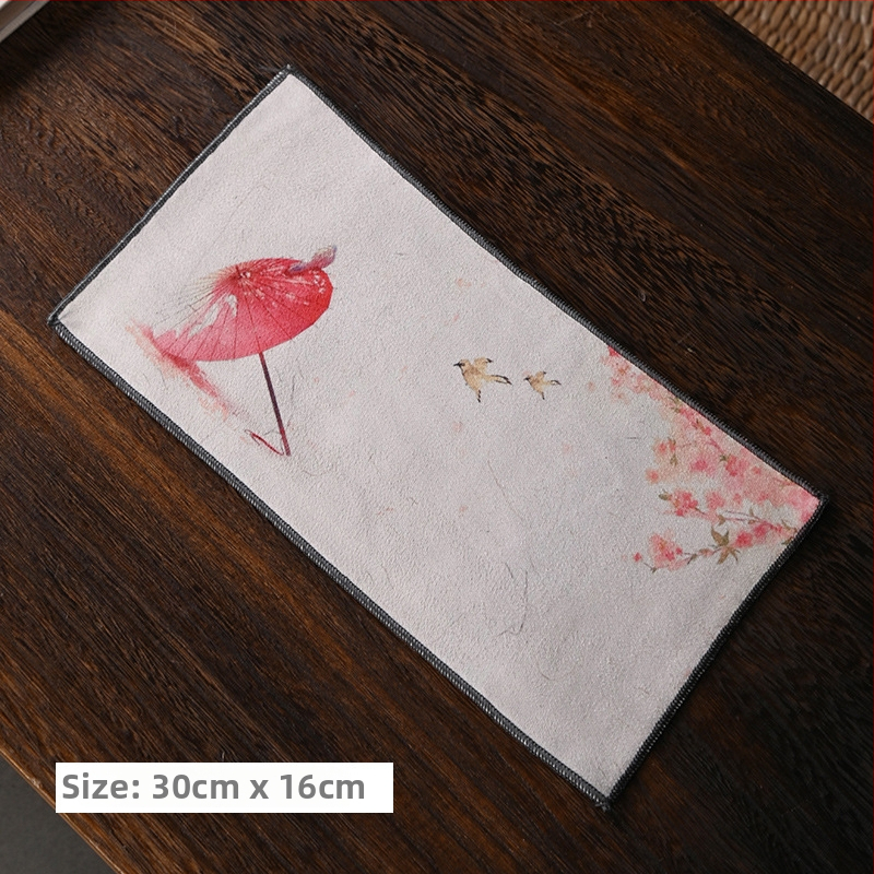 Sugertinas arbatos ceremonijos rankšluostis - Medvilnė, švelni ir odai draugiška; Aukštas sugėrimas; Greitas džiūvimas; Elnių odos velūro tekstūra