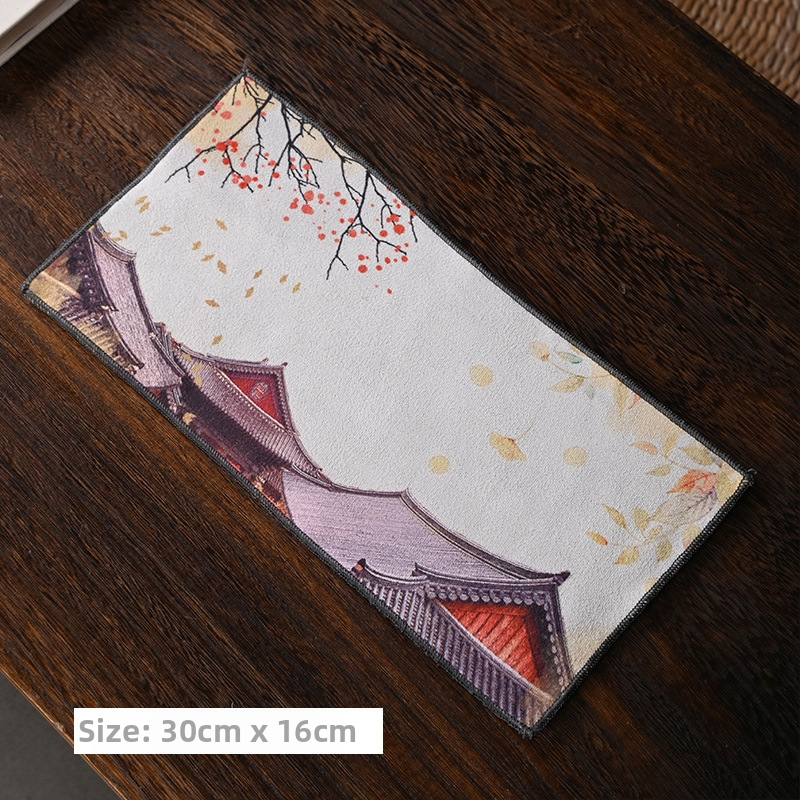 Sugertinas arbatos ceremonijos rankšluostis - Medvilnė, švelni ir odai draugiška; Aukštas sugėrimas; Greitas džiūvimas; Elnių odos velūro tekstūra