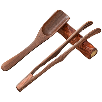 Riešutmedžio arbatos šaukštelis su lapų kasimo įrankiu ir matavimo funkcija, aukštos kokybės kinietiško stiliaus arbatos priedas