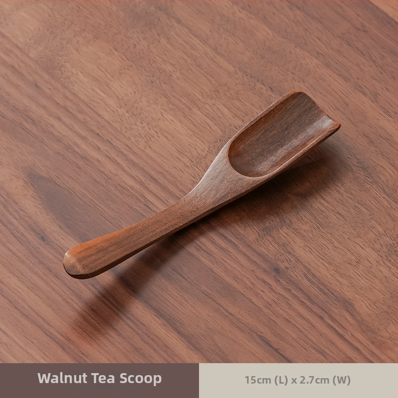 Riešutmedžio arbatos šaukštelis su lapų kasimo įrankiu ir matavimo funkcija, aukštos kokybės kinietiško stiliaus arbatos priedas