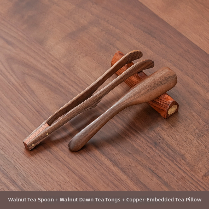 Riešutmedžio arbatos šaukštelis su lapų kasimo įrankiu ir matavimo funkcija, aukštos kokybės kinietiško stiliaus arbatos priedas