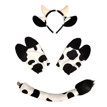 Halloween állatos fejpánt készlet: tehenfülek, mancok és farok – kézzel készített flanelből (2025 ősz)