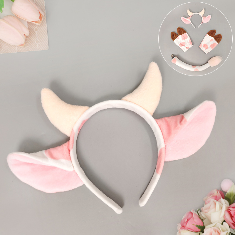 Halloween állatos fejpánt készlet: tehenfülek, mancok és farok – kézzel készített flanelből (2025 ősz)