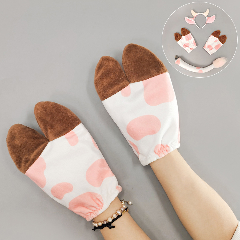 Halloween állatos fejpánt készlet: tehenfülek, mancok és farok – kézzel készített flanelből (2025 ősz)