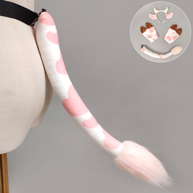 Halloween állatos fejpánt készlet: tehenfülek, mancok és farok – kézzel készített flanelből (2025 ősz)