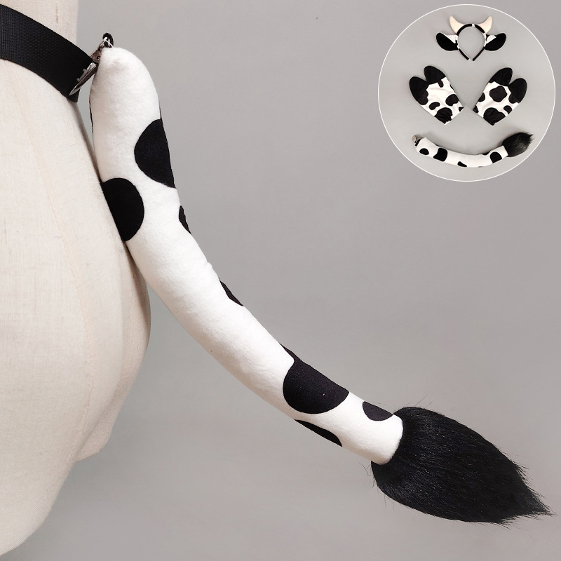 Halloween állatos fejpánt készlet: tehenfülek, mancok és farok – kézzel készített flanelből (2025 ősz)