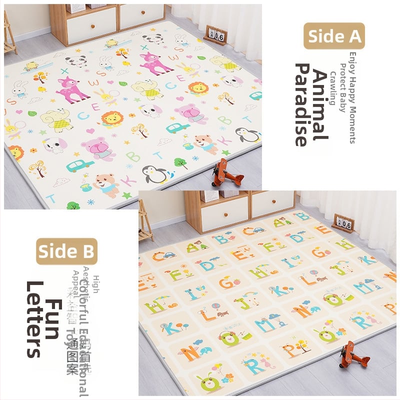 Мат за пълзене на бебета - правоъгълен XPE пяна подова мат за игра в дневната с карикатурен принт