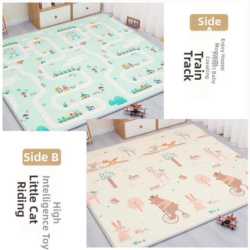 Мат за пълзене на бебета - правоъгълен XPE пяна подова мат за игра в дневната с карикатурен принт