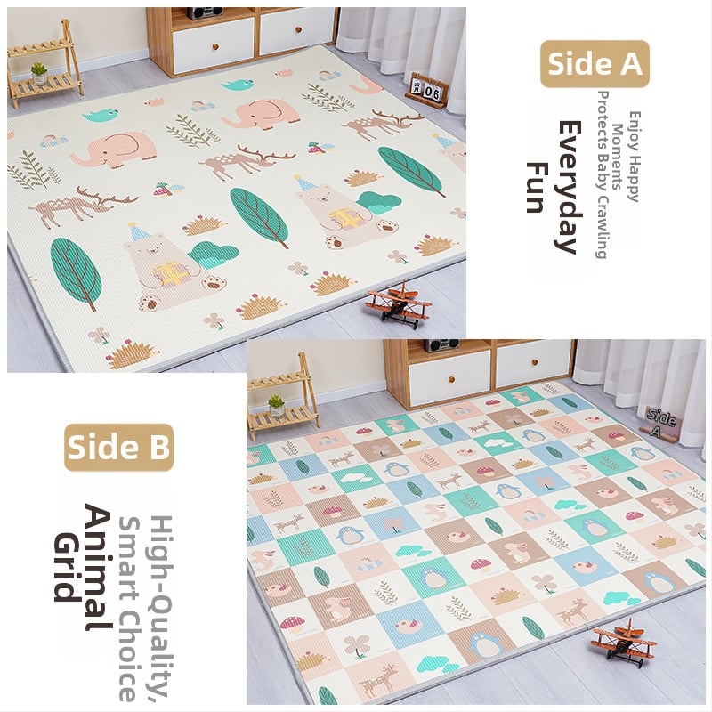 Мат за пълзене на бебета - правоъгълен XPE пяна подова мат за игра в дневната с карикатурен принт