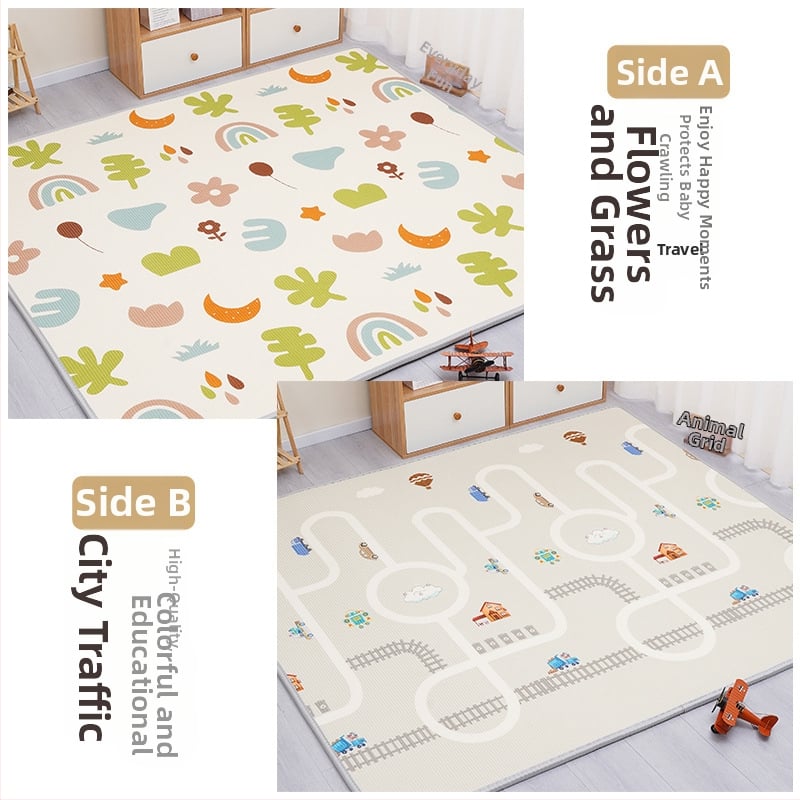 Мат за пълзене на бебета - правоъгълен XPE пяна подова мат за игра в дневната с карикатурен принт