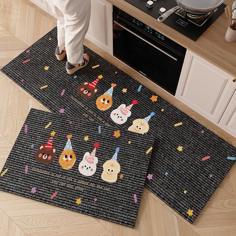 Yizhou кухненска подложка от диатомова глина, правоъгълна, карикатурен принт, водо- и маслоабсорбираща, антихлъзгаща