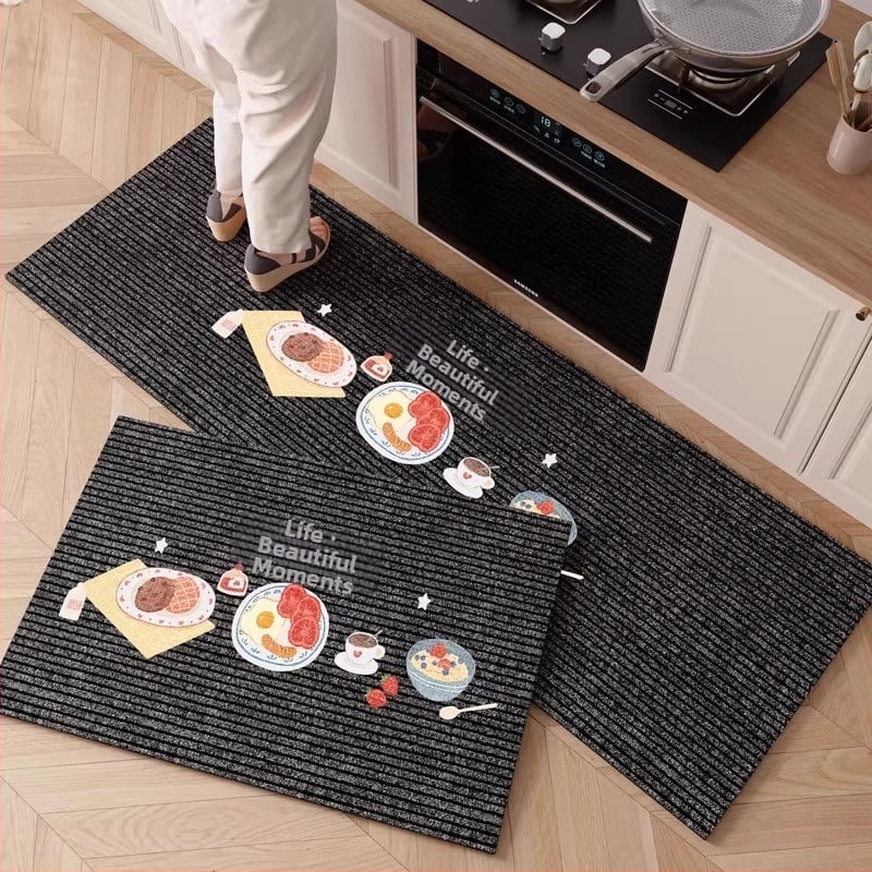 Yizhou кухненска подложка от диатомова глина, правоъгълна, карикатурен принт, водо- и маслоабсорбираща, антихлъзгаща