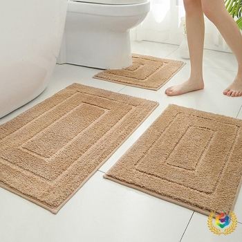 Флокирана подложка за баня - комплект, квадратна форма, машинно пране, модерен стил