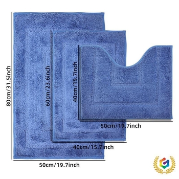 Флокирана подложка за баня - комплект, квадратна форма, машинно пране, модерен стил