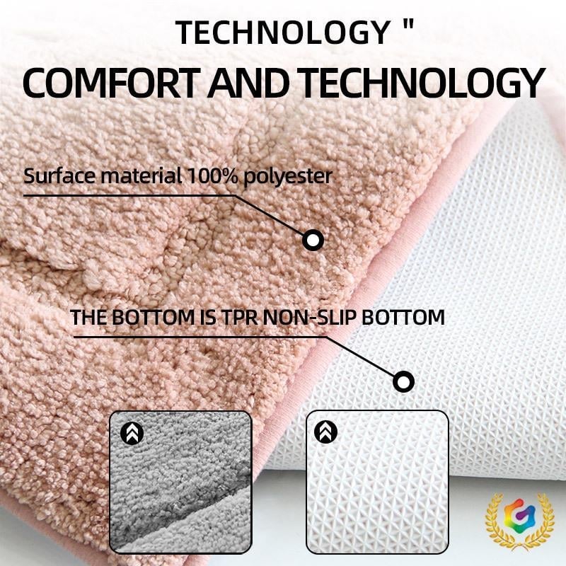 Флокирана подложка за баня - комплект, квадратна форма, машинно пране, модерен стил