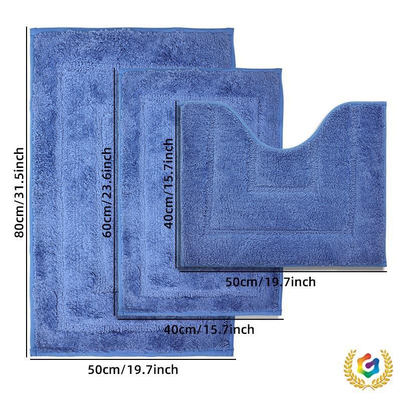 Флокирана подложка за баня - комплект, квадратна форма, машинно пране, модерен стил
