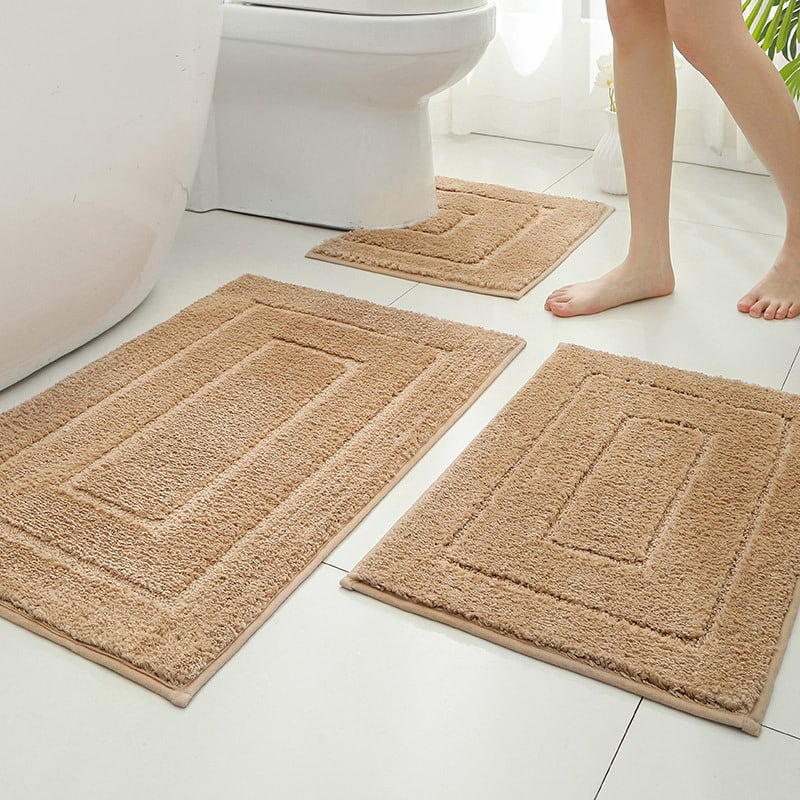 Флокирана подложка за баня - комплект, квадратна форма, машинно пране, модерен стил