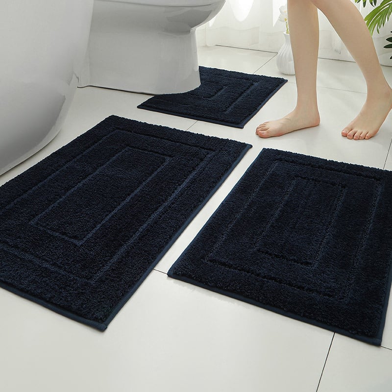 Флокирана подложка за баня - комплект, квадратна форма, машинно пране, модерен стил