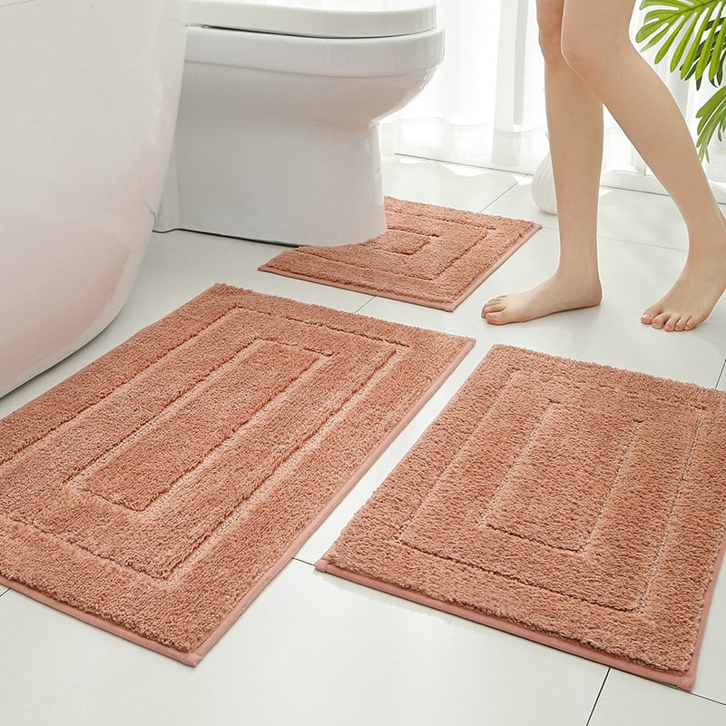 Флокирана подложка за баня - комплект, квадратна форма, машинно пране, модерен стил