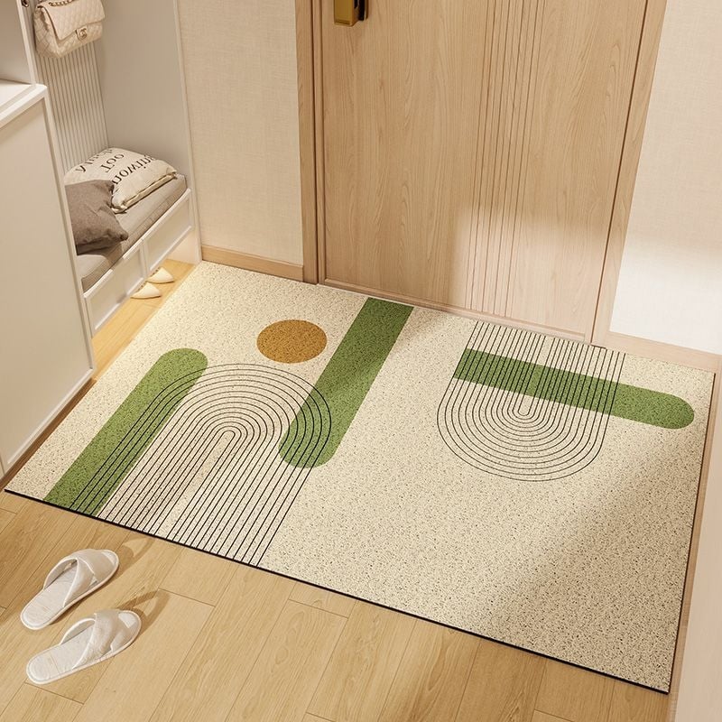 Nordic стил входна настилка за пода, PVC материал, коприна в кръгов дизайн, правоъгълна форма, геометричен модел, персонализирана