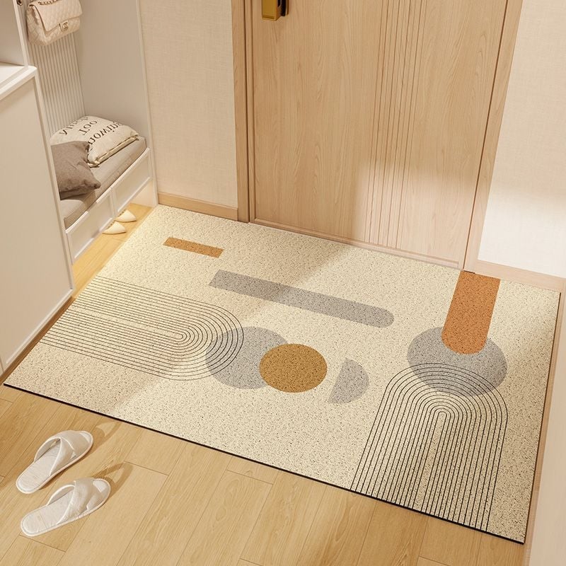 Nordic стил входна настилка за пода, PVC материал, коприна в кръгов дизайн, правоъгълна форма, геометричен модел, персонализирана