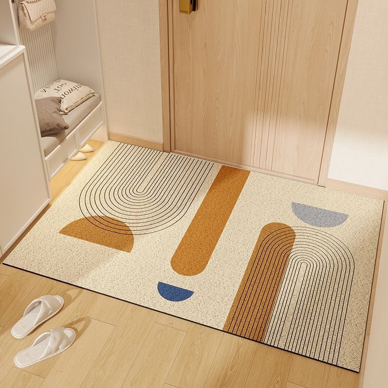 Nordic стил входна настилка за пода, PVC материал, коприна в кръгов дизайн, правоъгълна форма, геометричен модел, персонализирана