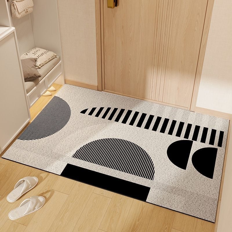 Nordic стил входна настилка за пода, PVC материал, коприна в кръгов дизайн, правоъгълна форма, геометричен модел, персонализирана