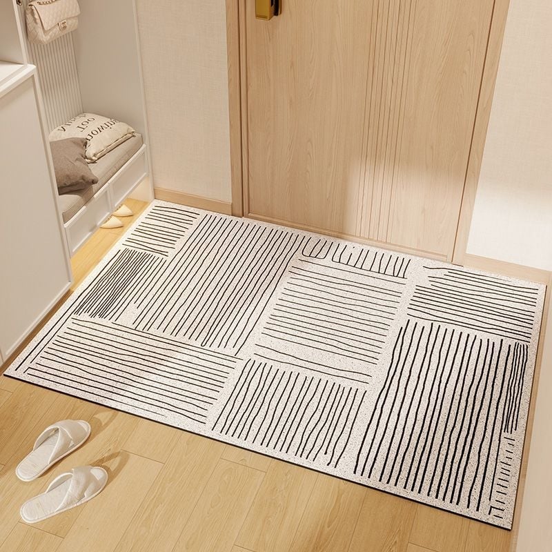 Nordic стил входна настилка за пода, PVC материал, коприна в кръгов дизайн, правоъгълна форма, геометричен модел, персонализирана