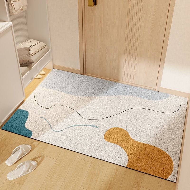 Nordic стил входна настилка за пода, PVC материал, коприна в кръгов дизайн, правоъгълна форма, геометричен модел, персонализирана