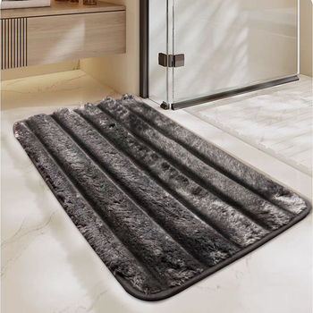 Комплект подложки за баня за тоалетна, три части, полиестерно флокиране, квадратна форма, едноцветен модел, миещи се