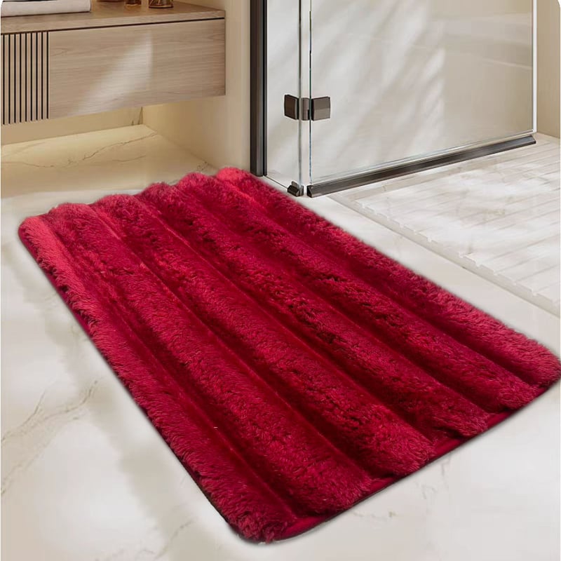 Комплект подложки за баня за тоалетна, три части, полиестерно флокиране, квадратна форма, едноцветен модел, миещи се